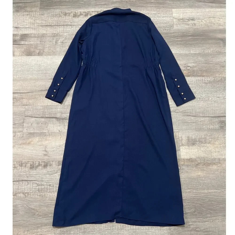 NWOT Pomander Place‎ Tuckernuck Size Small Midi Dress Navy Blue Gold Buttons